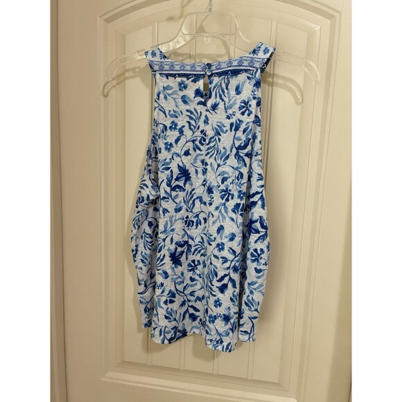 Joie Halter Top Shorts Set Womens Large White Blue Floral 100% Linen Summer NWT - Picture 3 of 5